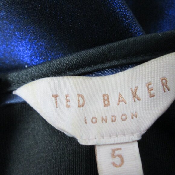 Ted Baker London 5 Jewel Neck Cocktail Dress Sapphire Blue A-Line Size 12 - Picture 5 of 7